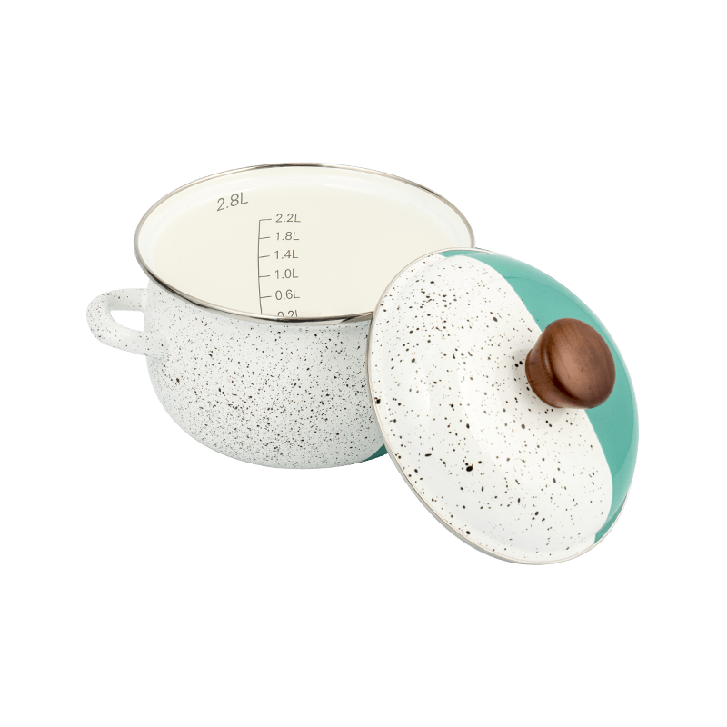 806d-5 rozsdamentes acél kerek peremkészlet fősegítő zománc edény