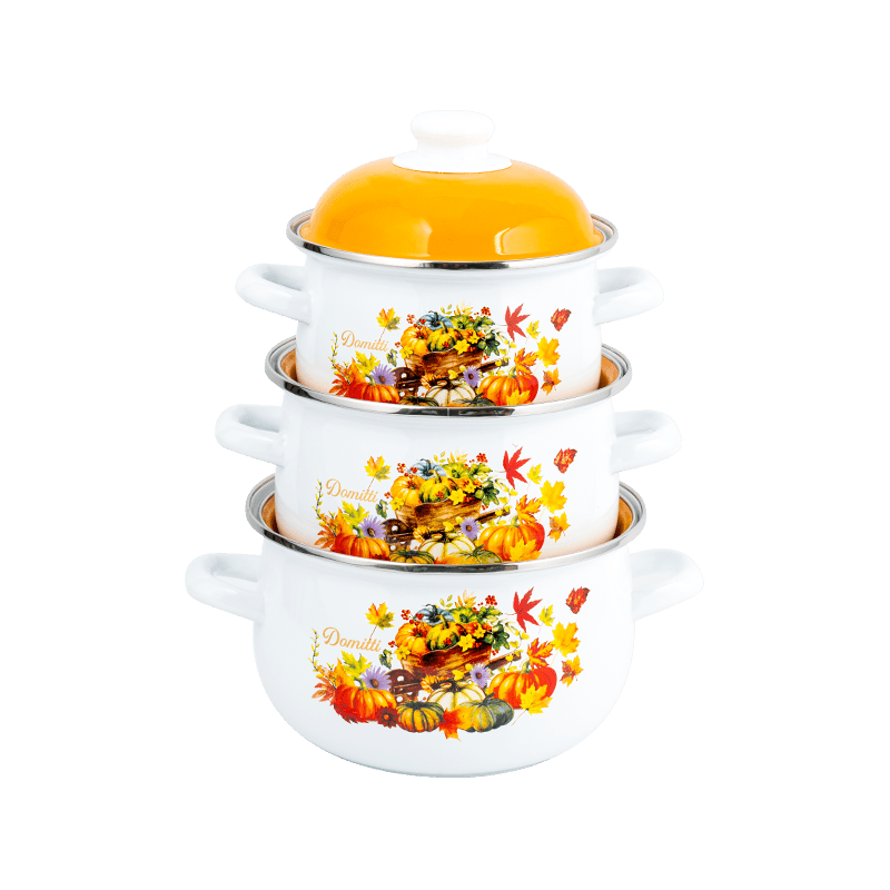 806d-5 rozsdamentes acél kerek peremkészlet fősegítő zománc edény