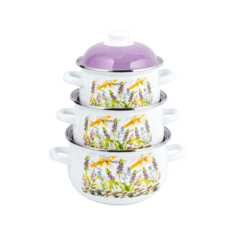 806d-5 rozsdamentes acél kerek peremkészlet fősegítő zománc edény