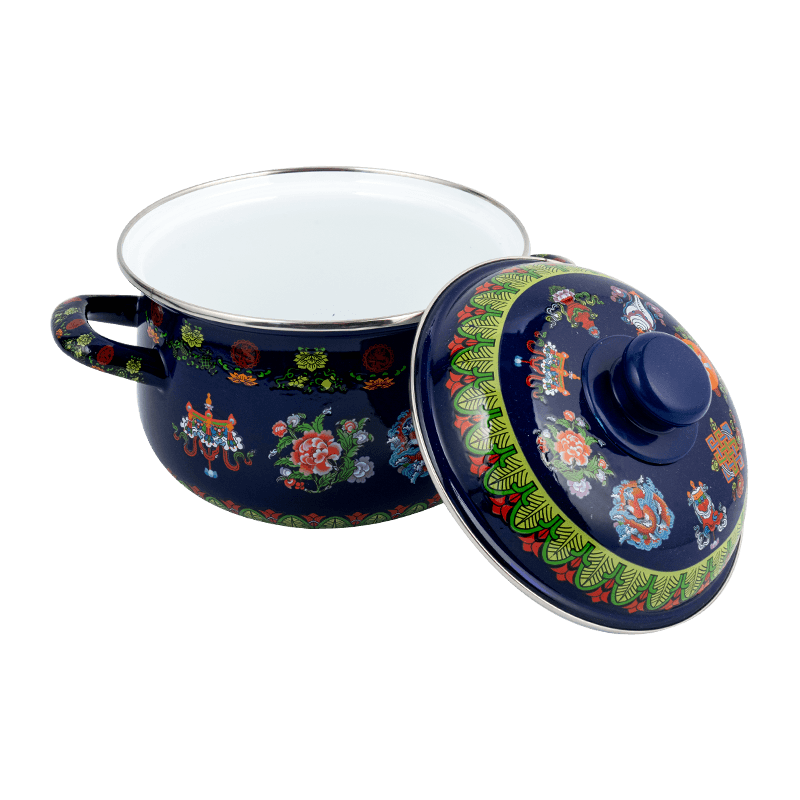 806d-5 rozsdamentes acél kerek peremkészlet fősegítő zománc edény