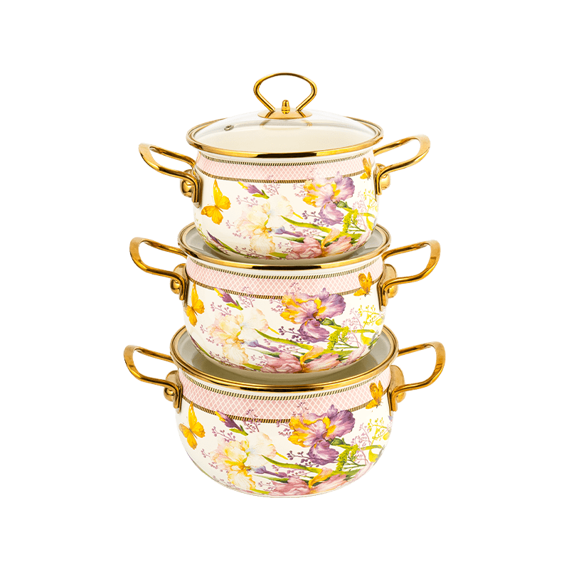 806d-5 rozsdamentes acél kerek peremkészlet fősegítő zománc edény